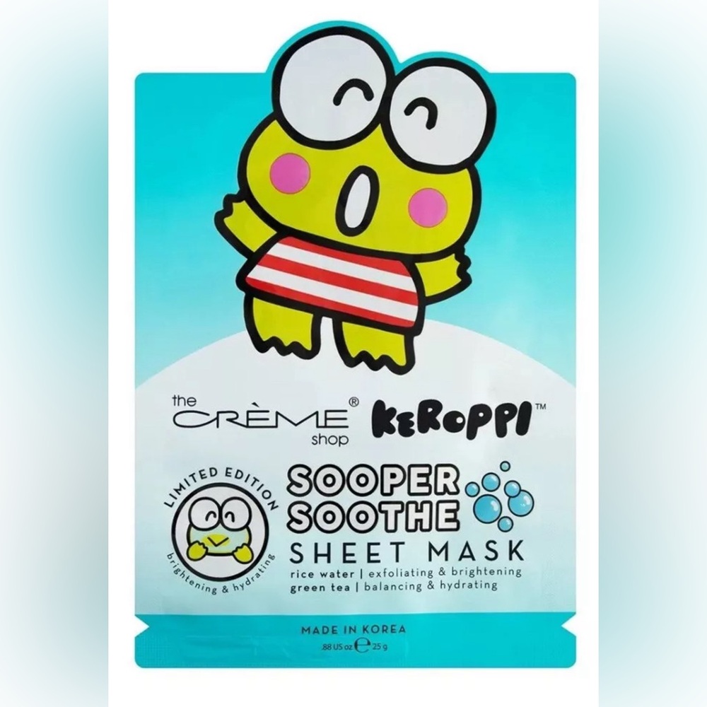 The Creme Shop Sanrio Keroppi Face Sheet Mask/Green Tea/Brightening/Party Favor